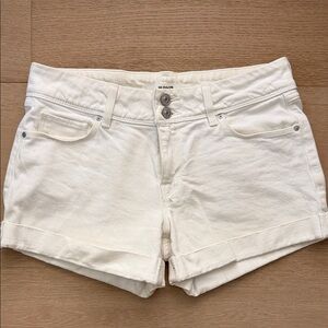 Hudson Jeans White Denim Roll-Cuff Shorts